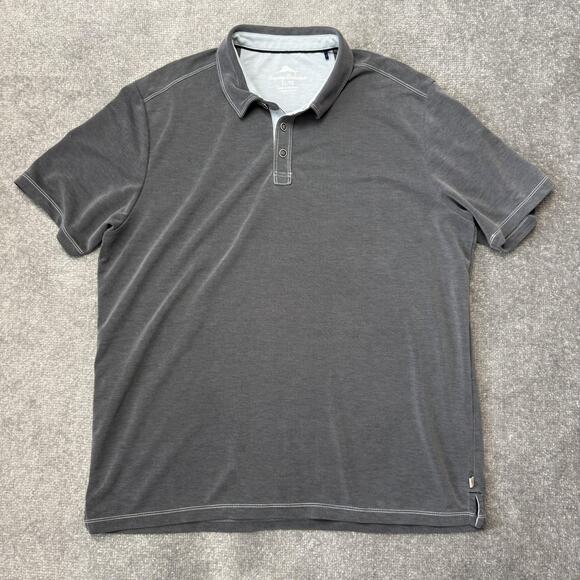 Tommy Bahama Polo Shirt Mens XL Gray TENCEL Lyocell Blend Short Sleeve Casual - Picture 1 of 9